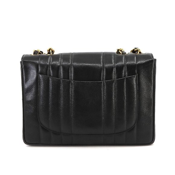 CHANEL Mademoiselle Chain Shoulder Bag Caviar Skin Leather Black Gold Hardware V - Picture 2 of 9